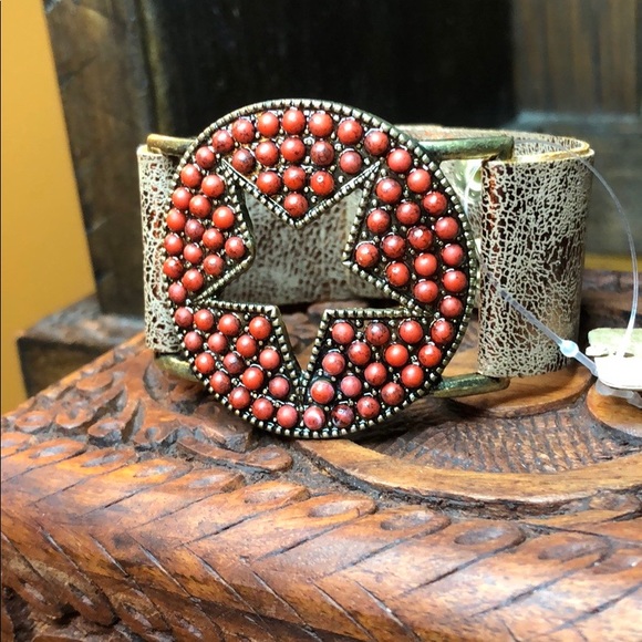 Jewelry - Red Star Leather Bracelet